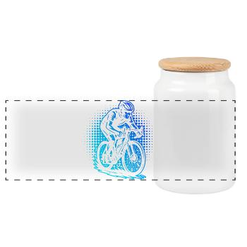 Attention road bike fans, simple statement - Panoramic Cookie Jar with Wooden Lid - white - Front