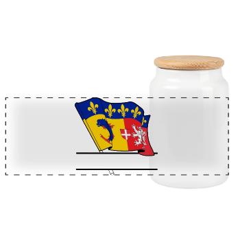 Rhône-Alpes Text space - Panoramic Cookie Jar with Wooden Lid - white - Front