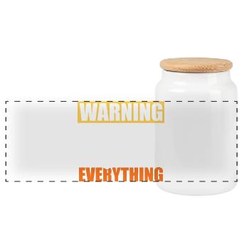 Warning I Jump Over Everything Parkour Design - Panoramic Cookie Jar with Wooden Lid - white - Front