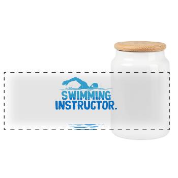 Schwimmlehrer Best Swimming Instructor Ever - Panorama Keksdose mit Holzdeckel - Weiß - Vorne