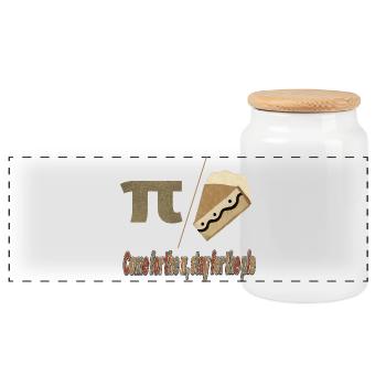 Pi Pie Pun Tee - Panoramic Cookie Jar with Wooden Lid - white - Front