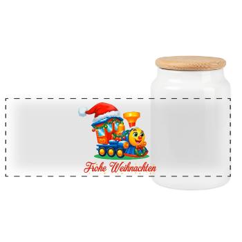 Train des enfants de Noël – Train de Joyeux Noël - Boîte à biscuits avec couvercle en bois - blanc - Devant