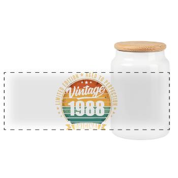 1988 Anniversary Limited Edition - Panoramic Cookie Jar with Wooden Lid - white - Front
