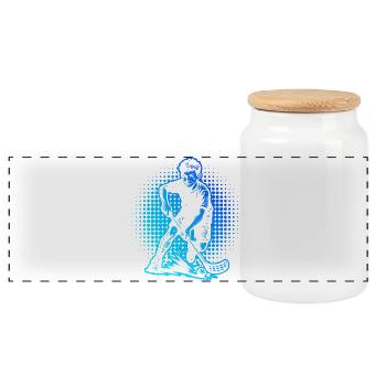 Einfach Floorball zeitloses Design - Panorama Keksdose mit Holzdeckel - Weiß - Vorne