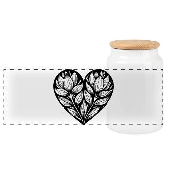 Graphic plant in the heart - Panoramic Cookie Jar with Wooden Lid - white - Front