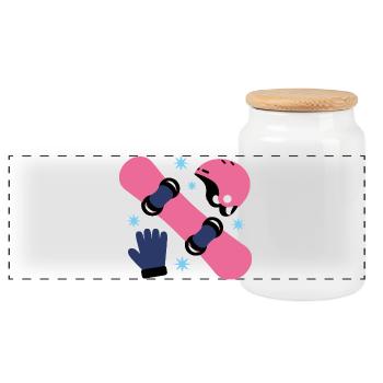 Glam Skate Pink and Blue Helmet - Panoramic Cookie Jar with Wooden Lid - white - Front