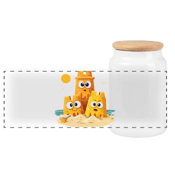Trio des Châteaux de Plage avec Visage - Boîte à biscuits avec couvercle en bois - blanc - Devant