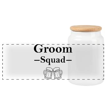 Groom Squad – Chemise de fête de garçon - Boîte à biscuits avec couvercle en bois - blanc - Devant