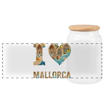 Mallorca – Mediterrane Architektur - Panorama Keksdose mit Holzdeckel - Weiß - Vorne