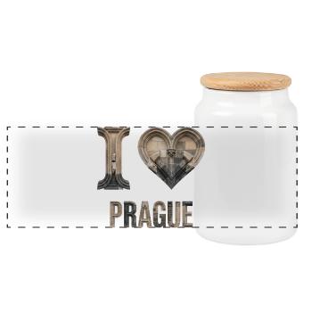 Prag – Stein & Gotische Bögen - Panorama Keksdose mit Holzdeckel - Weiß - Vorne