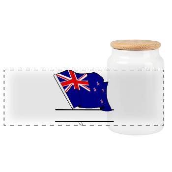 New Zealand – Text space - Panoramic Cookie Jar with Wooden Lid - white - Front