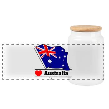 Australia Heartbeat Flag - Panoramic Cookie Jar with Wooden Lid - white - Front