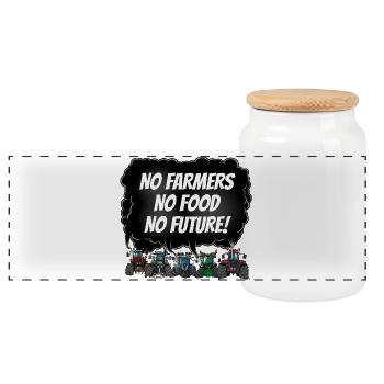 Boerenprotest_tshirt_EN - Panorama Keksdose mit Holzdeckel - Weiß - Vorne