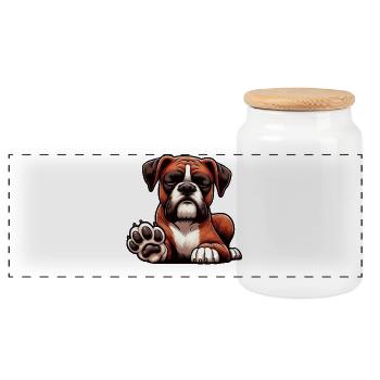 Parlez avec la patte Boxer Boxer Holder Boxer Boxer Boxer Dog - Boîte à biscuits avec couvercle en bois - blanc - Devant