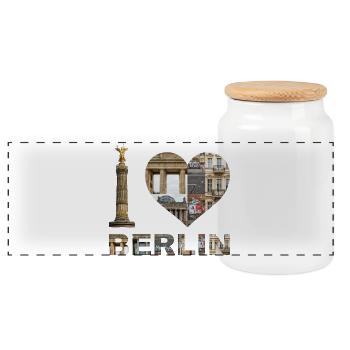I Love Berlin – Urban Architecture - Panoramic Cookie Jar with Wooden Lid - white - Front