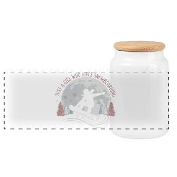 Just a Girl Who Loves Snowboarding - Panoramic Cookie Jar with Wooden Lid - white - Front