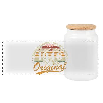 Original 1946 Vintage Birthday Retro - Panoramic Cookie Jar with Wooden Lid - white - Front