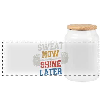 Sweat Now Shine Later - Boîte à biscuits avec couvercle en bois - blanc - Devant