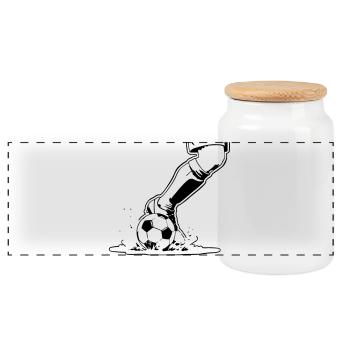 Soccer Shot Closeup Kick Vector - Panoramic Cookie Jar with Wooden Lid - white - Front