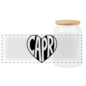 Capri Herz - Panorama Keksdose mit Holzdeckel - Weiß - Vorne