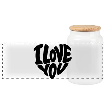 I Love You Herz, Valentinstag, Liebe - Panorama Keksdose mit Holzdeckel - Weiß - Vorne