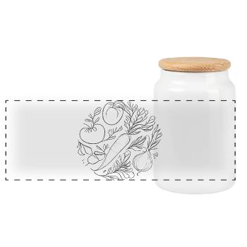 Botanische Gemüse-Lineart - Panorama Keksdose mit Holzdeckel - Weiß - Vorne