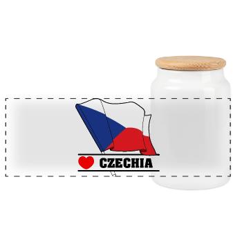 CZECH REPUBLIC – Flag with Heart - Panoramic Cookie Jar with Wooden Lid - white - Front