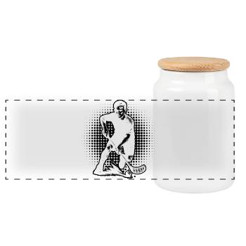 Floorball Love Look clair pour floorball - Boîte à biscuits avec couvercle en bois - blanc - Devant