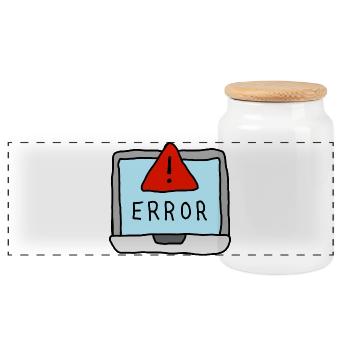 Laptop Error Warning Illustration - Panoramic Cookie Jar with Wooden Lid - white - Front
