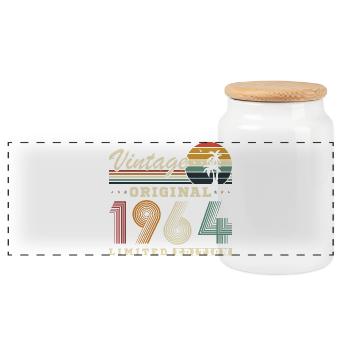 Originaler Vintage-Retro-Geburtstag von 1964 - Panorama Keksdose mit Holzdeckel - Weiß - Vorne