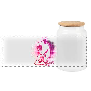 Pure floorball focus - Panoramic Cookie Jar with Wooden Lid - white - Front