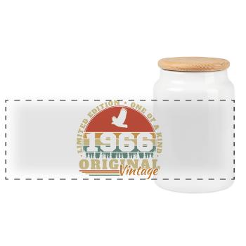 1966 Vintage Rétro Cadeau D'anniversaire - Boîte à biscuits avec couvercle en bois - blanc - Devant