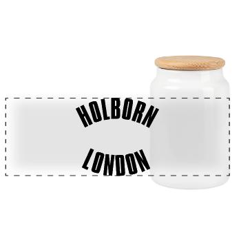 Holborn London Emblem - Panoramic Cookie Jar with Wooden Lid - white - Front