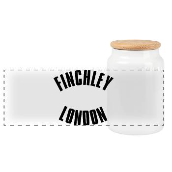 Finchley London Arc Emblem - Panoramic Cookie Jar with Wooden Lid - white - Front