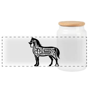 Digestion du cheval - Boîte à biscuits avec couvercle en bois - blanc - Devant