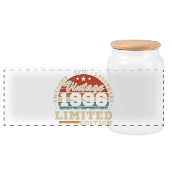 1996 Vintage Retro Birthday Gift - Panoramic Cookie Jar with Wooden Lid - white - Front