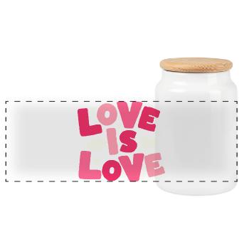 Love Is Love – Herz Design in Pink - Panorama Keksdose mit Holzdeckel - Weiß - Vorne
