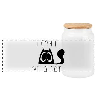 I can't, I've a cat sad ! - Boîte à biscuits avec couvercle en bois - blanc - Devant