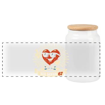 6 7 Sechs Sieben Valentinstag Herz Geschenk Lustig - Panorama Keksdose mit Holzdeckel - Weiß - Vorne