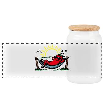 Chili glaçant Jeu de mots drôle Chilli Chilling - Boîte à biscuits avec couvercle en bois - blanc - Devant