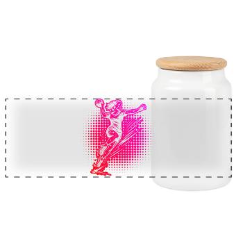 Ein Motiv nur für Handball fuer Frauen - Panorama Keksdose mit Holzdeckel - Weiß - Vorne