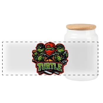 Mascotte du Street Turtle Crew Urban - Boîte à biscuits avec couvercle en bois - blanc - Devant