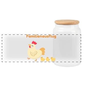 Sortie en famille – Famille de poulets mignons - Boîte à biscuits avec couvercle en bois - blanc - Devant