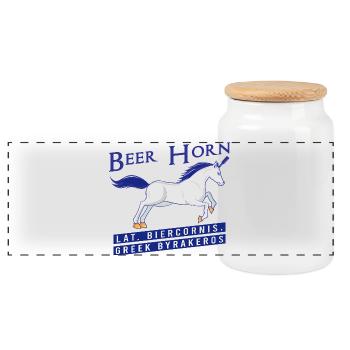 Beer Horn - Licorne de bière Véritables créatures mythiques - Boîte à biscuits avec couvercle en bois - blanc - Devant
