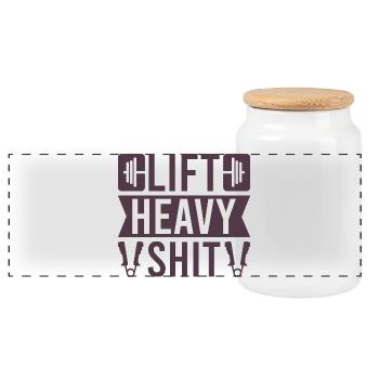 Motivation fitness Bodybuilder Charge Heavy Stuffs - Boîte à biscuits avec couvercle en bois - blanc - Devant