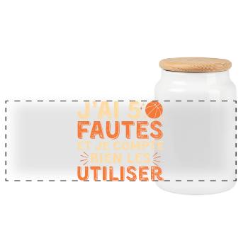 I have five fouls humor basketball - Panoramic Cookie Jar with Wooden Lid - white - Front