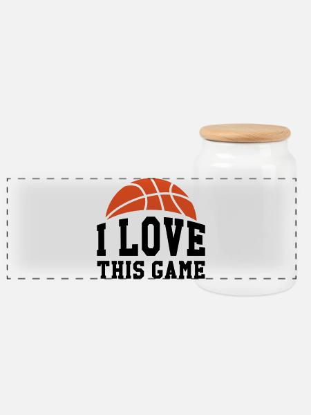 Ich liebe dieses Spiel – Basketball - Panorama Keksdose mit Holzdeckel - Weiß