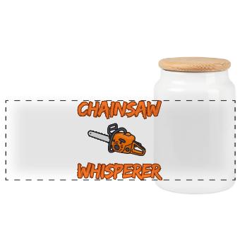 Whisperer à la tronçonneuse - Conception drôle de bûcheron - Boîte à biscuits avec couvercle en bois - blanc - Devant