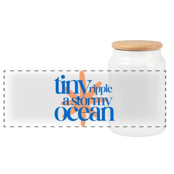 Tiny ripple in a stormy ocean (coral background) - Panorama Keksdose mit Holzdeckel - Weiß - Vorne