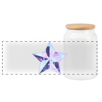 Pastel Star Neon Skyline - Panoramic Cookie Jar with Wooden Lid - white - Front